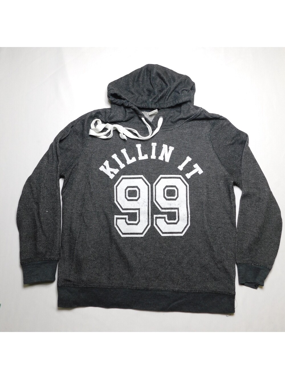 Freeze Women's Plus Size 1X Dark Gray Hoodie Killin It 99 Graphic Sweatshirt